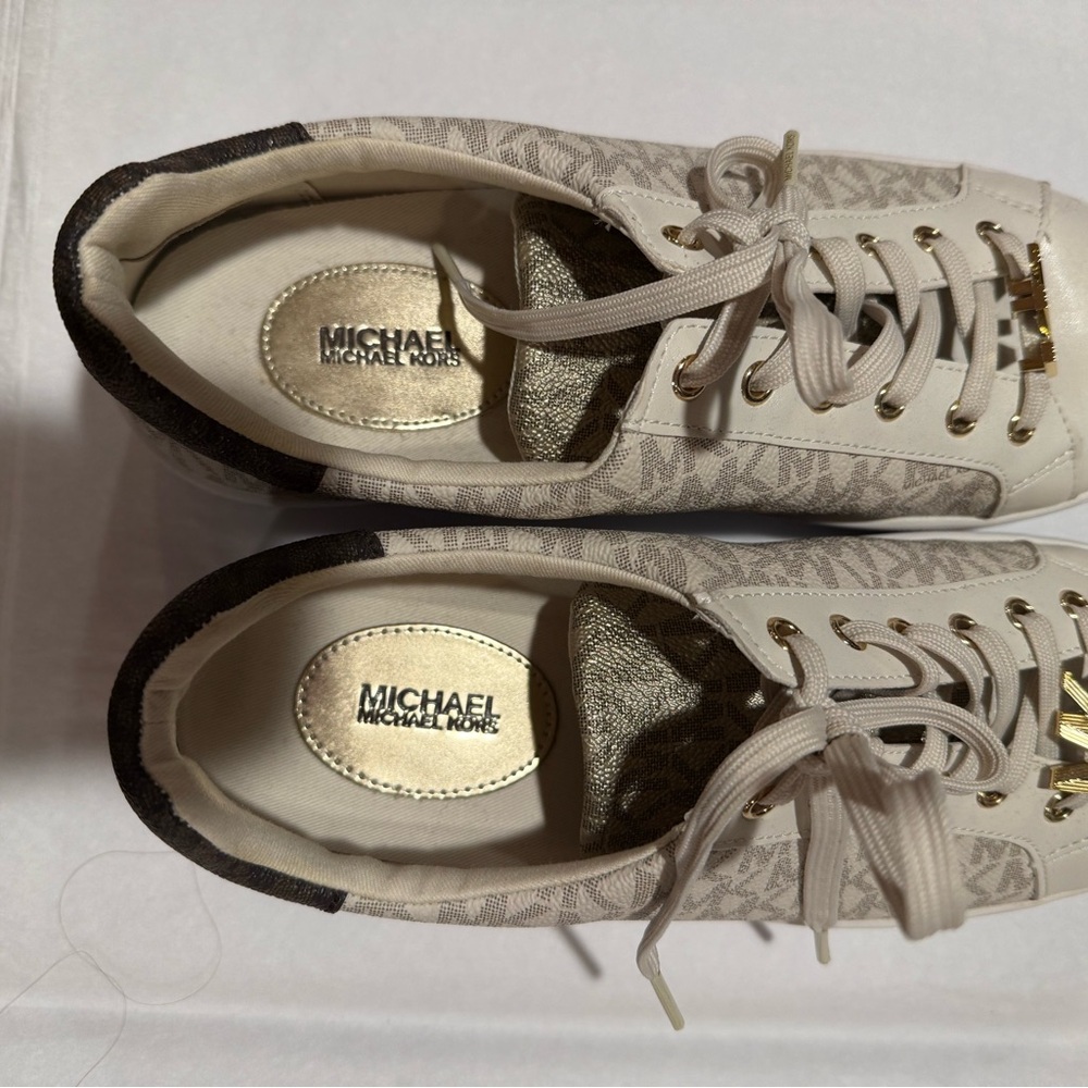Michael Kors Beige and Dark Brown Sneakers